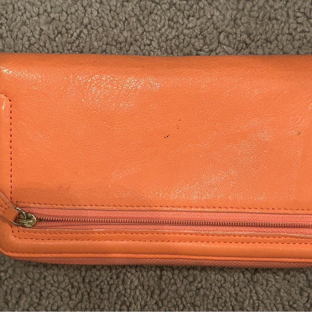 Brahmin Coral Pebbled Leather Tote & Matching Zip-Around Wallet Set - Picture 6 of 16